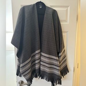 NWOT Eivissa Black Gray Tan Cape Poncho Shawl